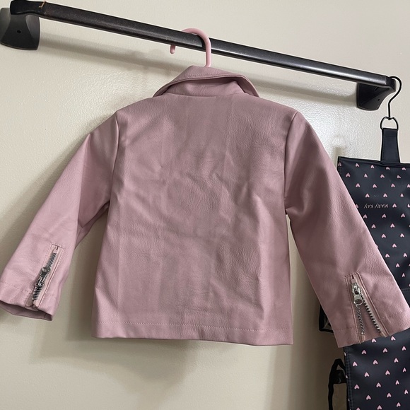 2T Girls Soft Pink Faux Leather Jacket - Picture 2 of 2